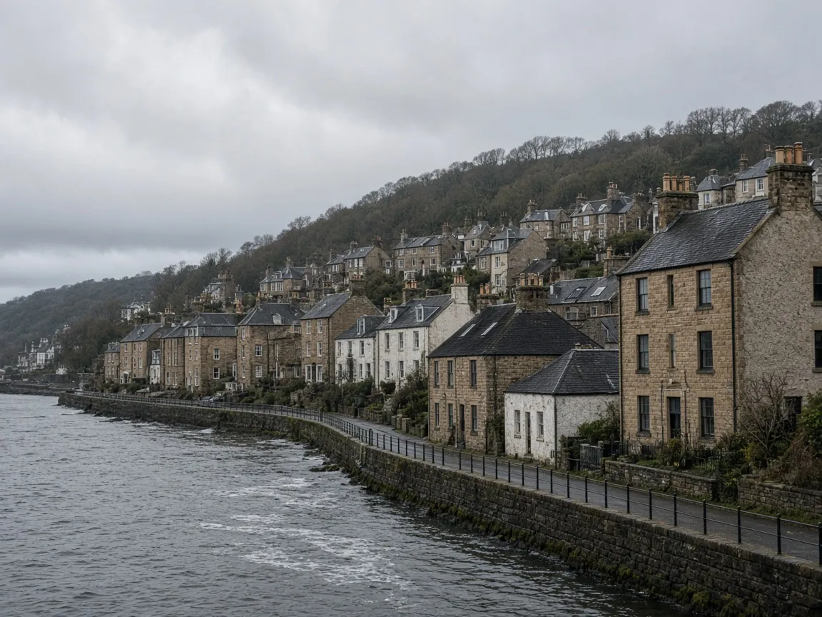 Sandstone and harled seafront houses in Greenock, Inverclyde
